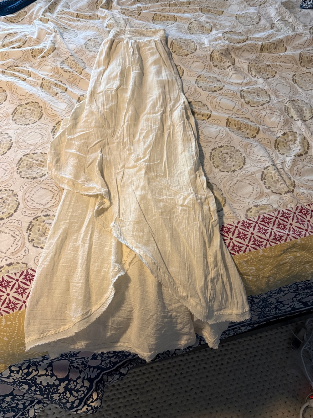 Free People Cream Wide Leg Layered Gauze Pants - Picture 5 of 7